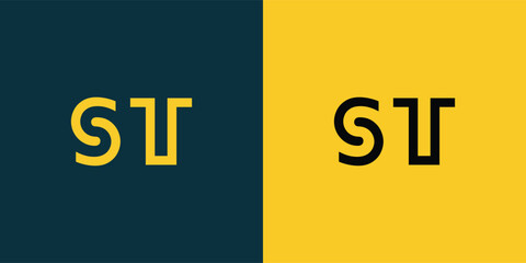 ST abstract  minimalist letters Logo Monogram. It is a minimalist logo, this logo is made by combining two letters