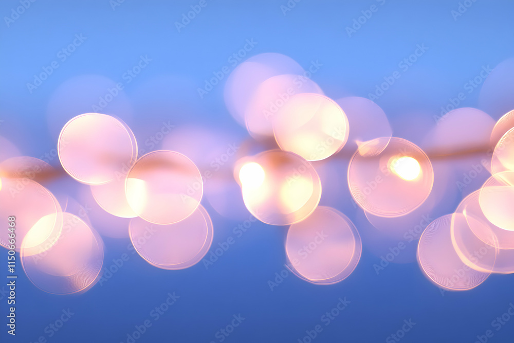Poster soft bokeh lights on a blue background creating a dreamy, ethereal atmosphere.