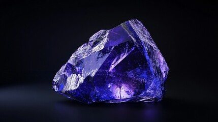 Realistic  natural tanzanite with its vibrant violet-blue color, black background