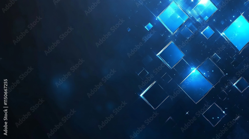 Poster dark background with blue pixel pattern. vector illustration of abstract bg with geometric square el