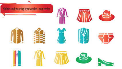 abstract design vector clothes and wearing accessories  icon sets