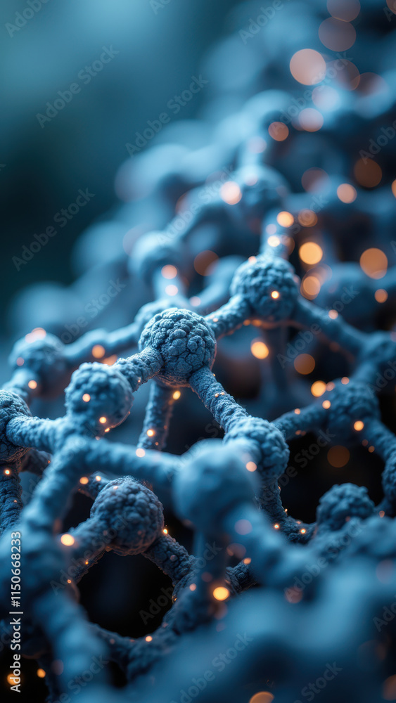 Poster a microscopic view of semaglutide-stained cells with visible structures indicative of mitochondria a