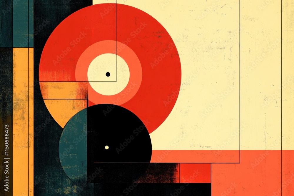 Poster modern abstract composition featuring geometric shapes and vibrant colors in a visually striking arr