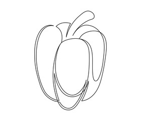 Single bell pepper line isolated on white background. Simple silhouette of vegetable. Hand drawn bell pepper outline. Vector illustration