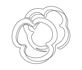 Sliced bell pepper line isolated on white background. Simple silhouette of vegetable. Hand drawn bell pepper outline. Vector illustration