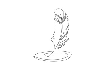 Feather continuous single one lineart  vector illustration