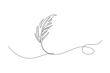 Feather continuous single one lineart  vector illustration