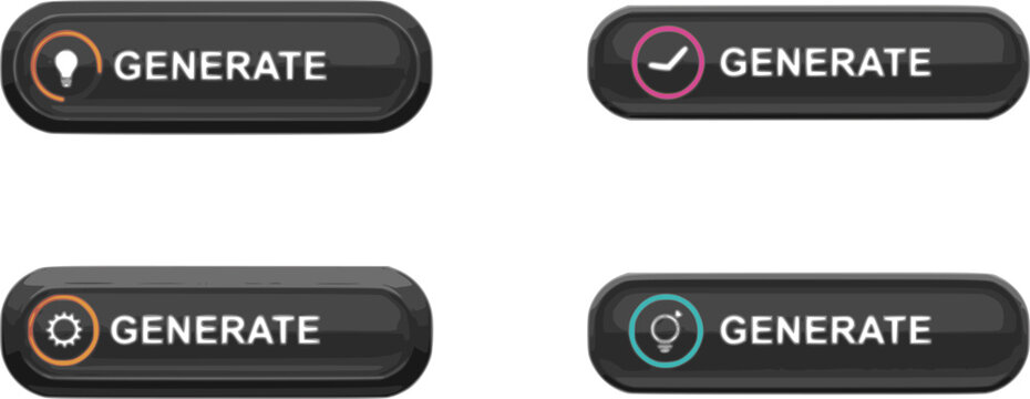 generate button for ai service. generative artificial intelligence icon with star sparkle symbol for app, website, ui, ux. transparent png and vector illustration.