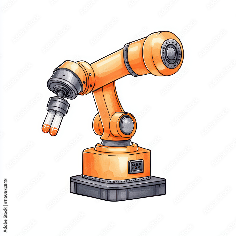 Aufkleber robotic arm in orange color designed for industrial automation tasks, showcasing precision and effic