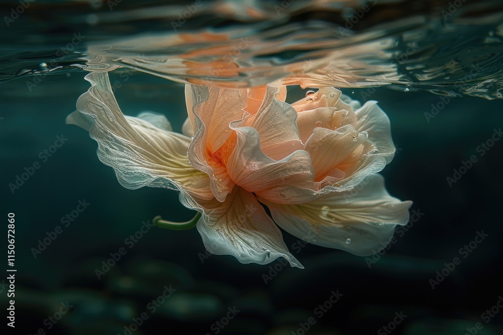 Aufkleber beautiful delicate flower floating serenely on the water surface in a calm underwater setting with g