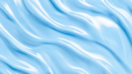 Naklejka premium Abstract background with texture of blue cream, water or silk surface. Soft satin fabric with wavy creases. Cosmetic gel, skincare mask surface, vector realistic illustration