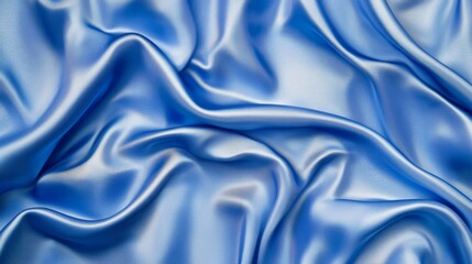 Fototapeta premium Abstract background with texture of blue cream, water or silk surface. Soft satin fabric with wavy creases. Cosmetic gel, skincare mask surface, vector realistic illustration