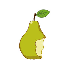 Half of a Pear, Bitten Pear. Editable vector graphic illustration.