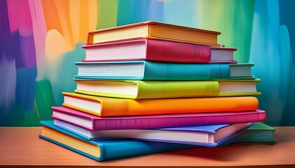 stack of colorful books