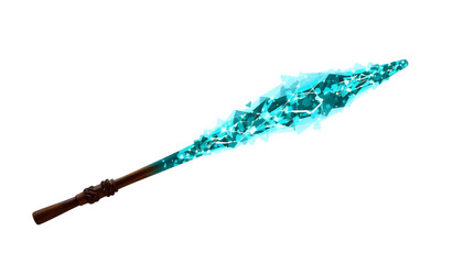 Naklejka premium magical glowing ice staff, blue energy weapon design, mystical frosty fantasy element, png isolated on white background