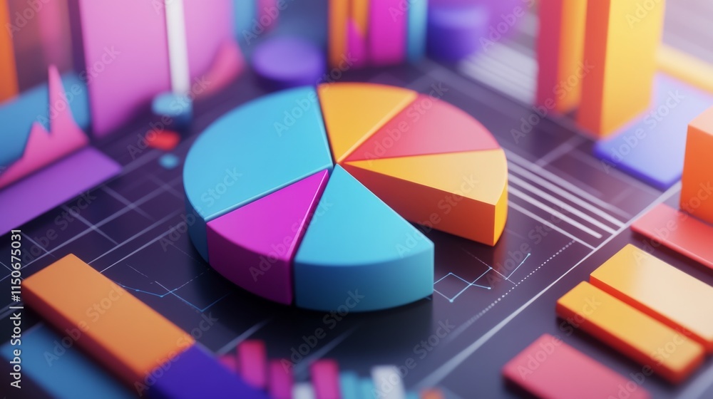 Poster Colorful 3D Graphs and Charts for Data Visualization Projects