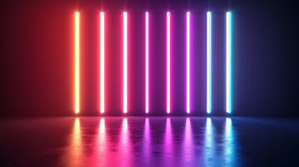 Isolated neon led lamp tube line with blue glow vector on transparent background. Realistic 3d light laser stripe bulb in red and purple color set. Flash lazer shine at night illustration collection.