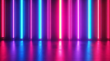 Isolated neon led lamp tube line with blue glow vector on transparent background. Realistic 3d light laser stripe bulb in red and purple color set. Flash lazer shine at night illustration collection.