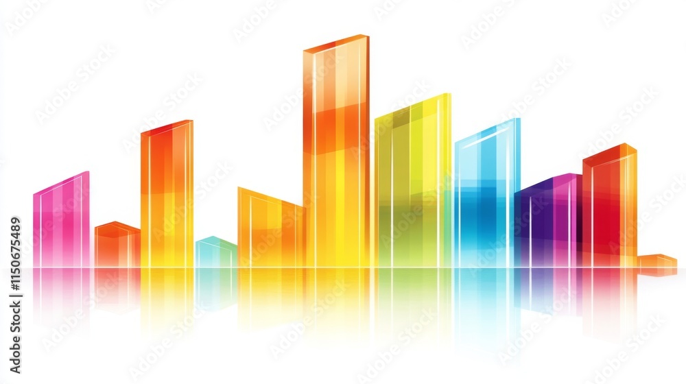 Poster colorful abstract bar graph representing data and growth trends