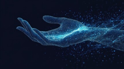 Obraz premium Digital Hand with Glowing Particles