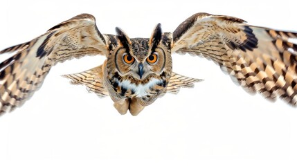 Obraz premium Majestic Great Horned Owl in Flight