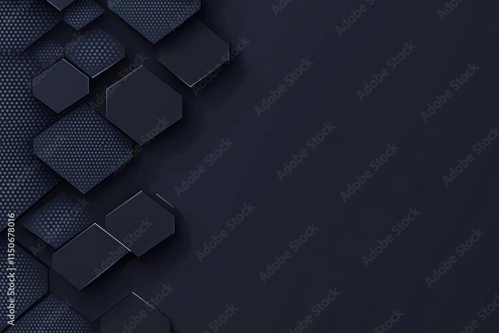 Poster an abstract science and technology motif, crafted from hexagonal shapes. incorporates a polygonal ge