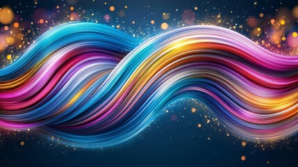 Obraz premium A stunning digital illustration of rainbow waves in an abstract 3D background, ideal for wallpapers, posters, and covers.