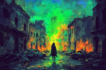 Obraz premium In a futuristic fantasy world, the artwork fuses scifi and technological elements, presented as digital illustrations and art, ideal for wallpaper, highlighting concepts of the future and a cyberpunk