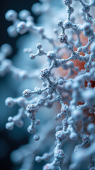 A microscopic view of cells with a focus on one cell containing semaglutide particles.