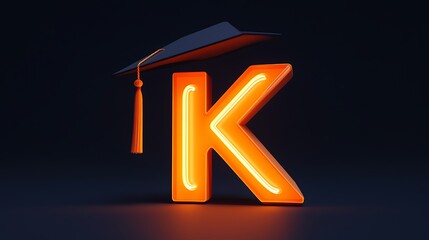 Glowing Letter K Highlighting Graduation Cap Concept For Education And Accomplishment photo