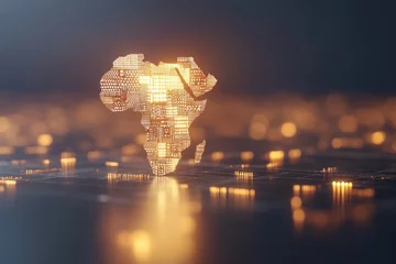 Fotobehang An Stock map of Africa adorned with African motifs. © Maxim Borbut