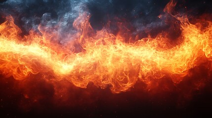 Fototapeta premium Blazing inferno with fiery sparks beneath a chaotic stormy sky wallpaper image
