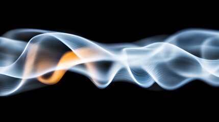 Naklejka premium An abstract piece where blue and orange waves flow across a dark canvas, suggesting dynamic movement and energy.