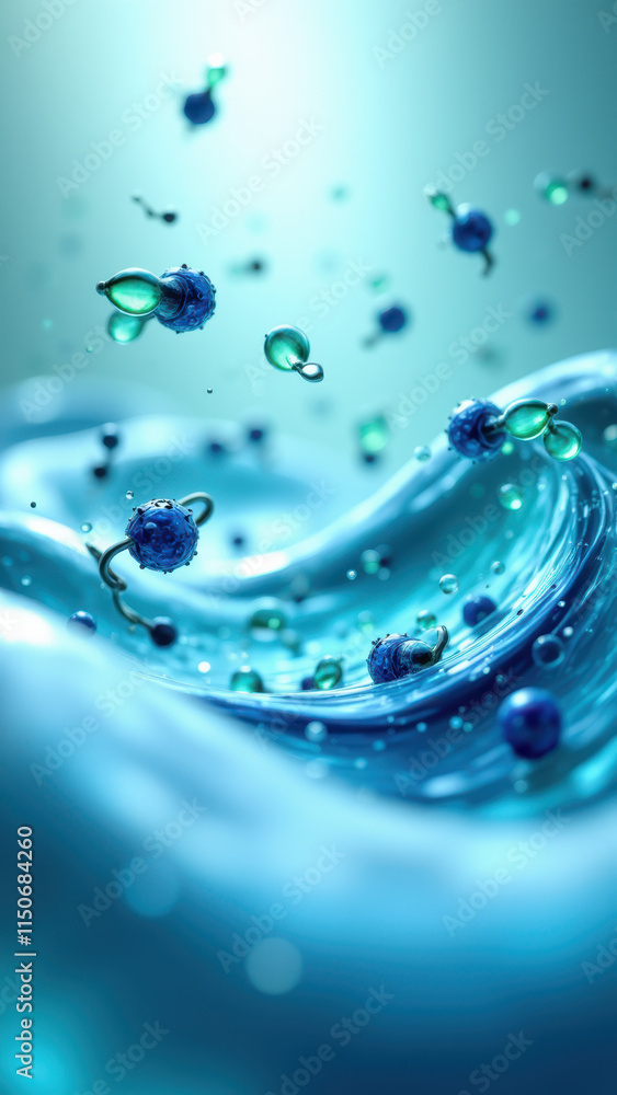 Poster a colorful, abstract depiction of semaglutide with bubbles floating on its surface.