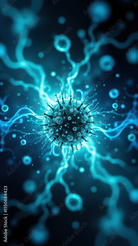 Poster an artistic representation showing a close-up view of semaglutide, highlighting its molecular struct