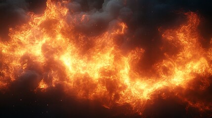 Inferno fire blazing fiercely beneath ominous swirling smoke filled skies wallpaper image