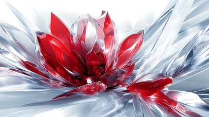 Abstract Red and White Crystal Flower Design
