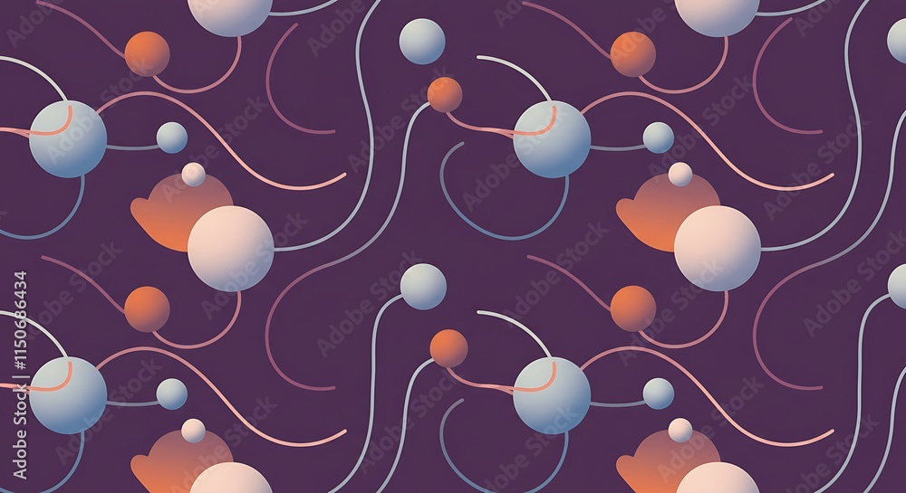 Poster abstract 3d spheres and circles with organic lines. gradient pattern of connections. geometric.