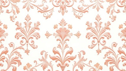 Damask pattern with soft pastel colors on a white background, peaceful decor, soft focus, ethereal beauty
