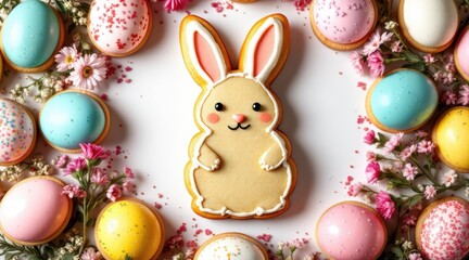 Easter Bunny Cookie Holiday Spread With Eggs