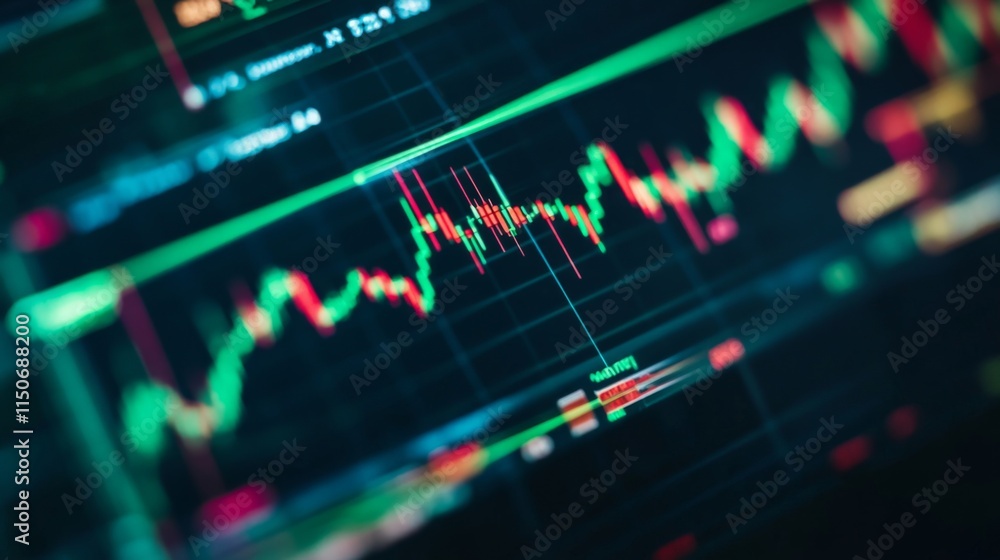 Aufkleber Abstract Financial Data Visualization with Colorful Stock Market Charts
