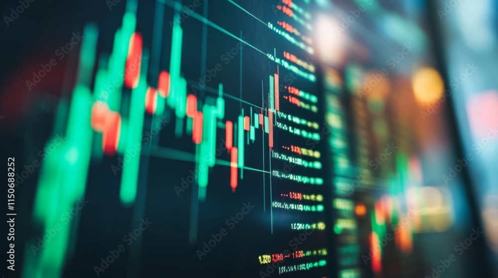 Aufkleber stock market graph with candlestick patterns and trading data