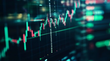 Financial market chart with rising trends and colorful candlesticks
