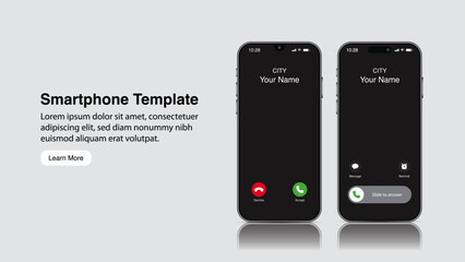 Realistic Smartphone Mockup: Incoming Call Screen with Alert Pop-Up Concept.  Perfect for Landing Pages, UI, Mobile Apps, Banners, and Flyers. Vector Illustration
