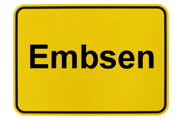 Illustration eines Ortsschildes der Gemeinde Embsen in Niedersachsen