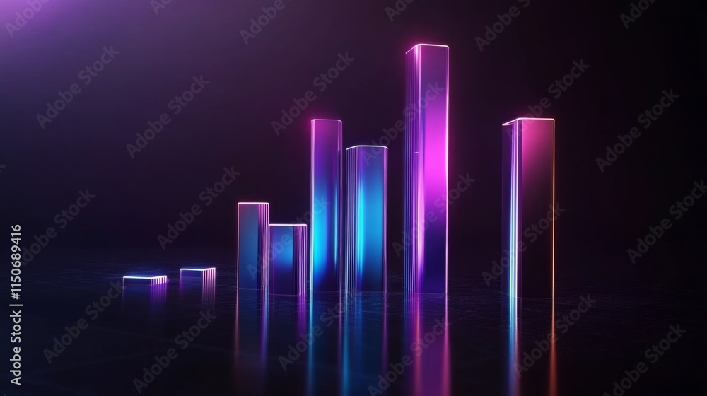 Poster vibrant neon graph representation of growth and success metrics