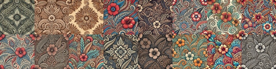 Cartoon flowers drawing. Tribal art style. AI generated illustration