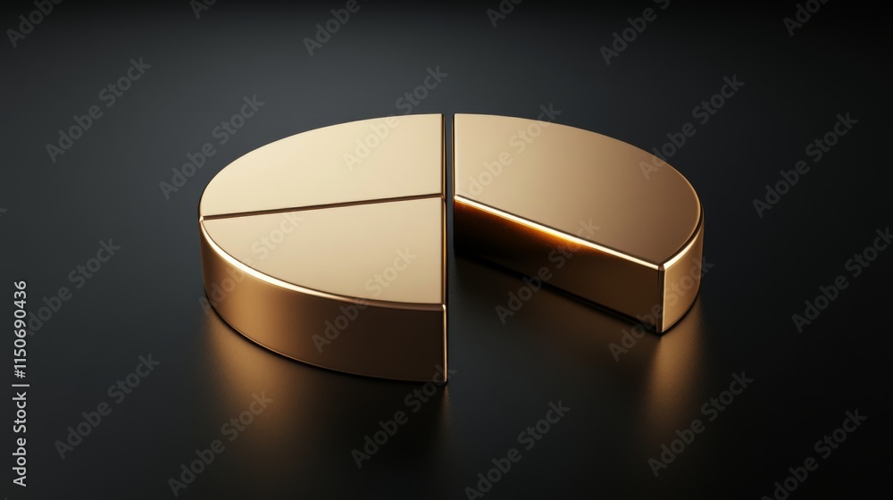 Aufkleber golden pie chart on dark background for business and finance use