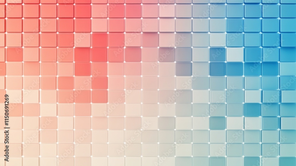 Poster colorful gradient patterns with square shapes and subtle shadows