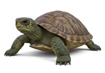 A 3D realistic rendering of a turtle with detailed shell and textured skin

